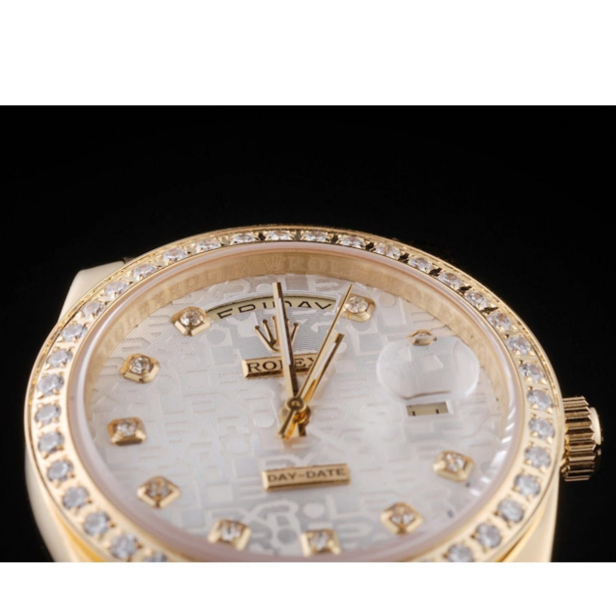 Aaa replica watch Dial 18k Steel Gold Yellow Stainless Rolex Plated White Day-Date 0728